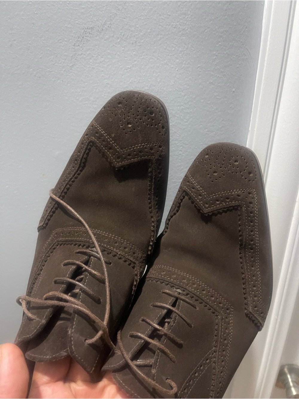Vintage Prada Men's Dark Brown Suede Wingtip Dress Shoes Sz 9 - Picture 16 of 16